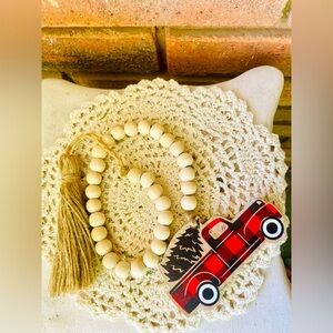*Red Buffalo Check Truck Beaded Strand